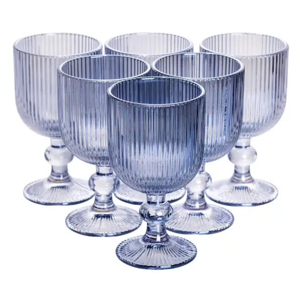 Набір келихів для вина рельєфний 6 шт. по 220 мл Блакитний - фото 1 Набір келихів для вина рельєфний 6 шт. по 220 мл Блакитний - фото 1