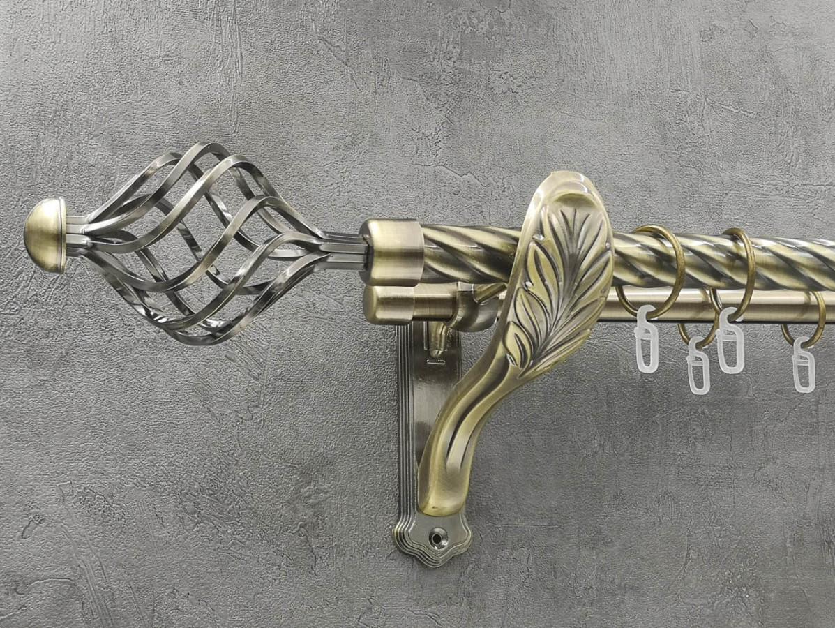 Карниз Quadrum Арезо витая штанга двойной ретро 25/19 мм 300 см Антик (262048226)