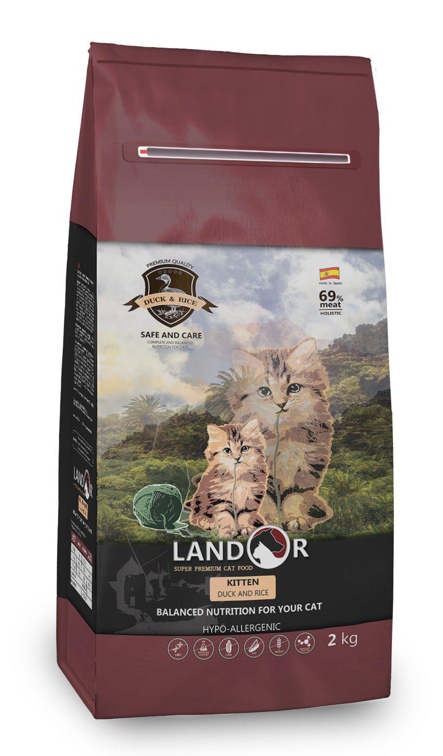 Корм сухой LANDOR для котят Утка с рисом 10 кг