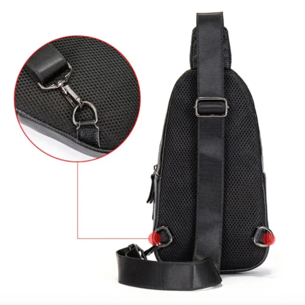 Чоловіча сумка-слінг Lorian з відділеннями на блискавці з натуральної шкіри Чорний (LR 259122-black) - фото 8 Чоловіча сумка-слінг Lorian з відділеннями на блискавці з натуральної шкіри Чорний (LR 259122-black) - фото 8