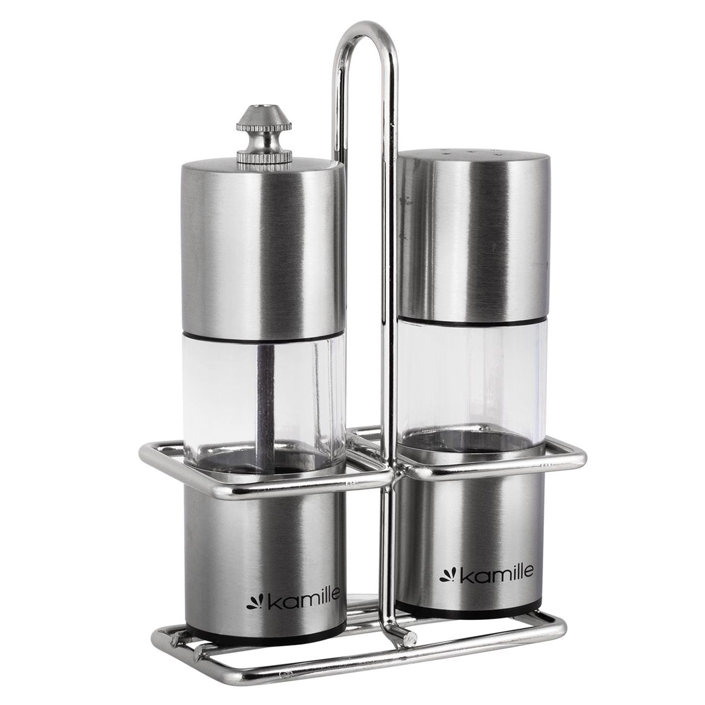 Набор перцемолок Kamille Vizo на подставке с регулировкой помола 11х4 см 2 шт.