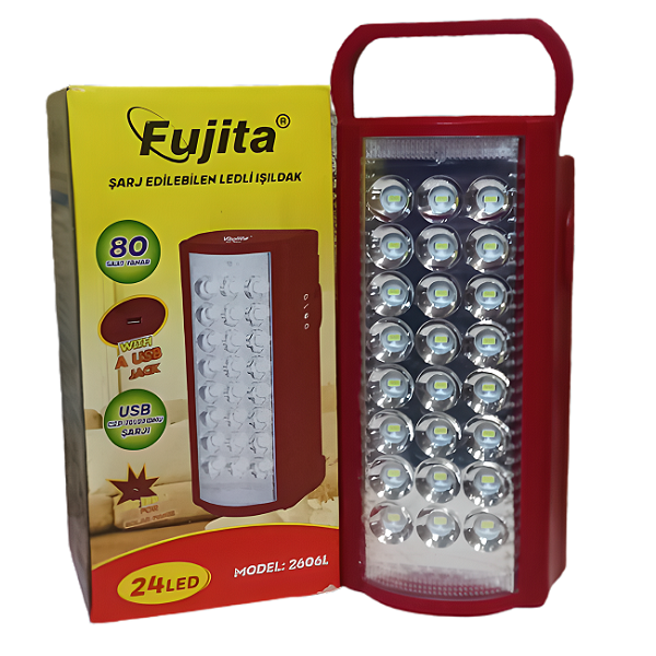 Лампа Fujita 2606L 24 LED с повербанком Красный