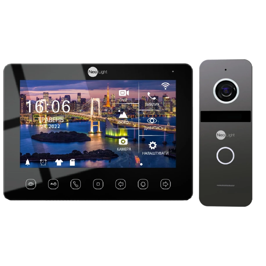Комплект відеодомофона NeoLight NeoKIT HD WF Graphite 7" Full HD Wi-Fi Hands Free 1920x1080 Black (36274071) Комплект відеодомофона NeoLight NeoKIT HD WF Graphite 7" Full HD Wi-Fi Hands Free 1920x1080 Black (36274071)