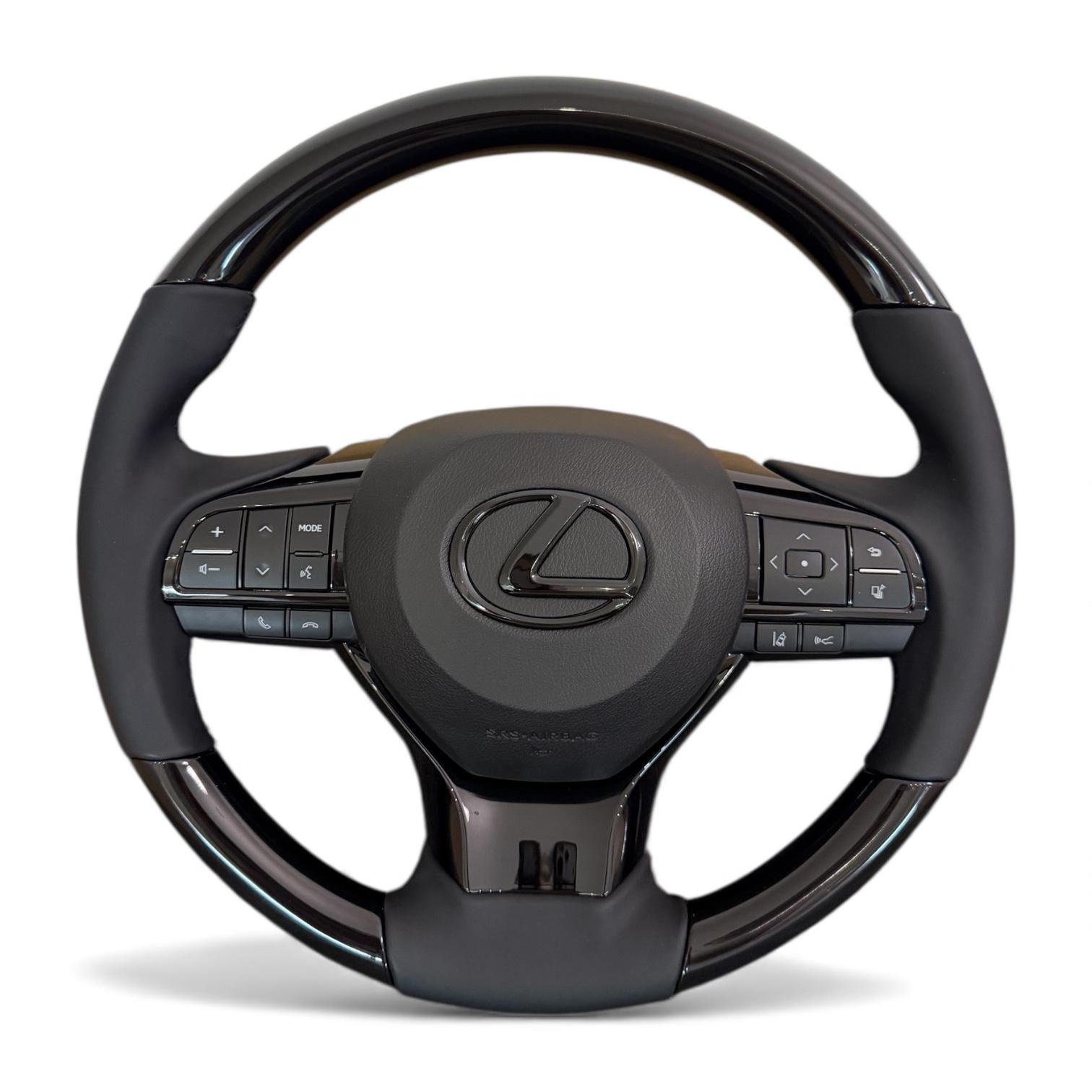 Руль для Lexus LX470/GX470 рояльный лак в стиле рестайлинга LX570 в сборе логотип черный (30782197)
