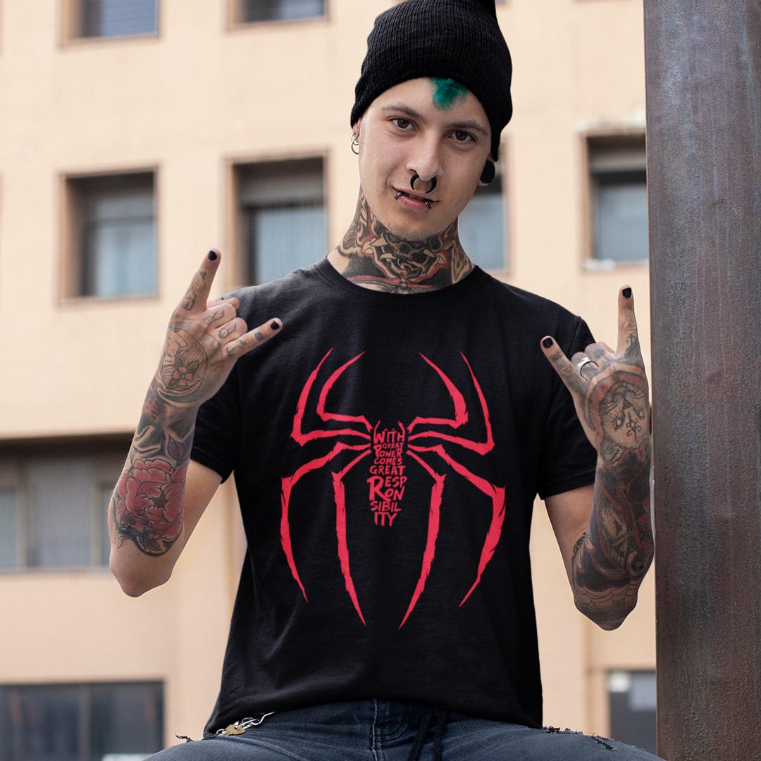 Футболка унисекс Spider Man With Great Power Comes With Great Responsibility 4XL Черный (0000009692)