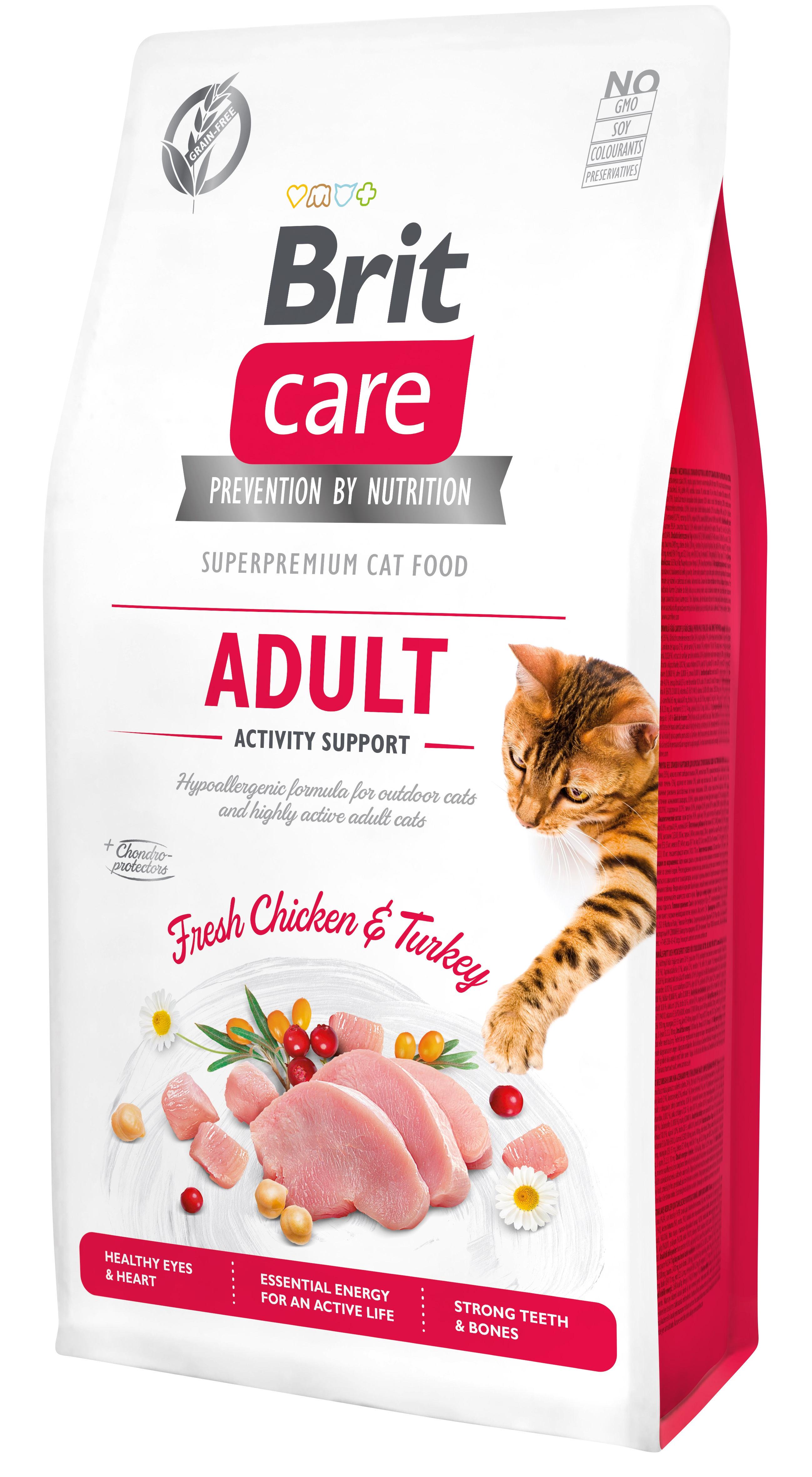Корм сухой для кошек живущих на улице Brit Care Cat GF Activity Suppor с курицей и индейкой 7 кг (8595602540815)