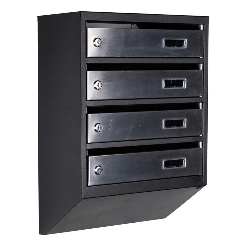 Ящик почтовый многосекционный ЯП04A Черный/Нержавеющая сталь (24061038)