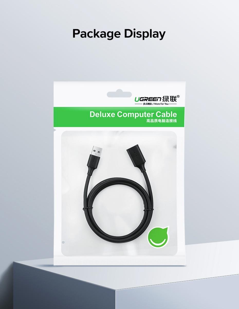 Кабель UGREEN USB 2.0 480 Мбит/с USB-A папа на USB-A мама 1 м Черный (10314) - фото 10 Кабель UGREEN USB 2.0 480 Мбит/с USB-A папа на USB-A мама 1 м Черный (10314) - фото 10