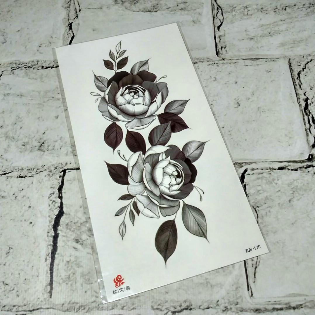 Тату временное Цветы лист 11,5x21 см (XQB-170)