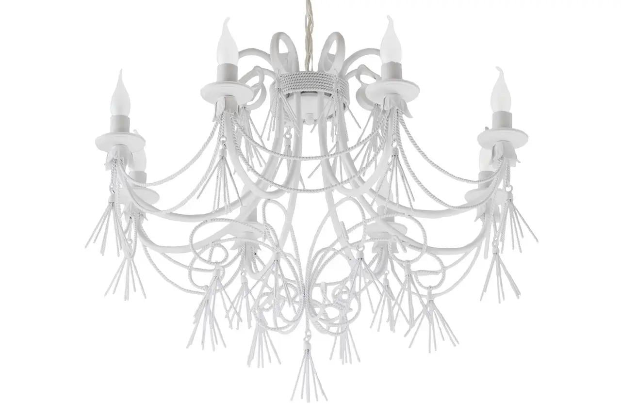 Люстра кованная Снежная королева ручной работы в стиле ретро-люкс на 8 рожков Е14 Белый (КИС5БЕЛ)
