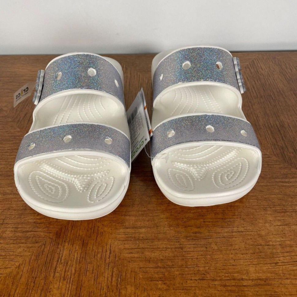 Шльопанці жіночі утеплені Crocs Classic Crocs Glitter Sandal р. 39-40 Білий (14992) - фото 4