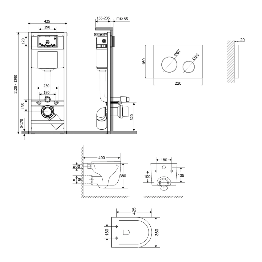 Унітаз підвісний Q-tap ​​Taurus Ultra Quiet QT2433084EUQW + Nest/комплект інсталяції 4в1 QT0133M425 + QT0111M11110W - фото 2