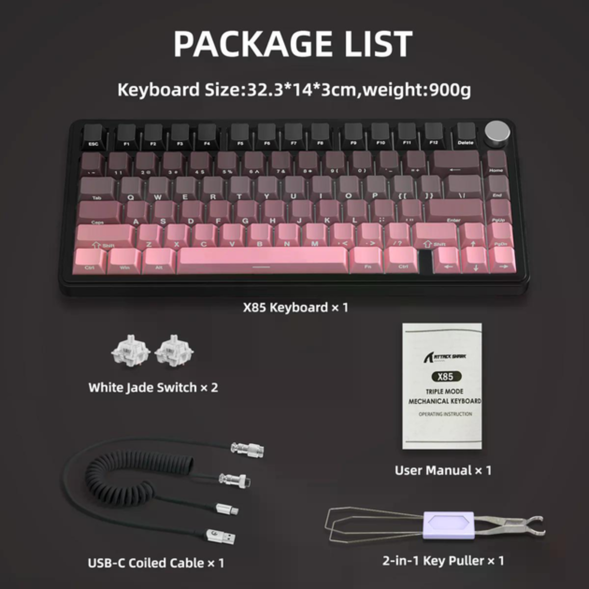 Клавиатура механическая attack shark X85 ENG/наклейки UA/RU Blackberry (29614136) - фото 5 Клавиатура механическая attack shark X85 ENG/наклейки UA/RU Blackberry (29614136) - фото 5