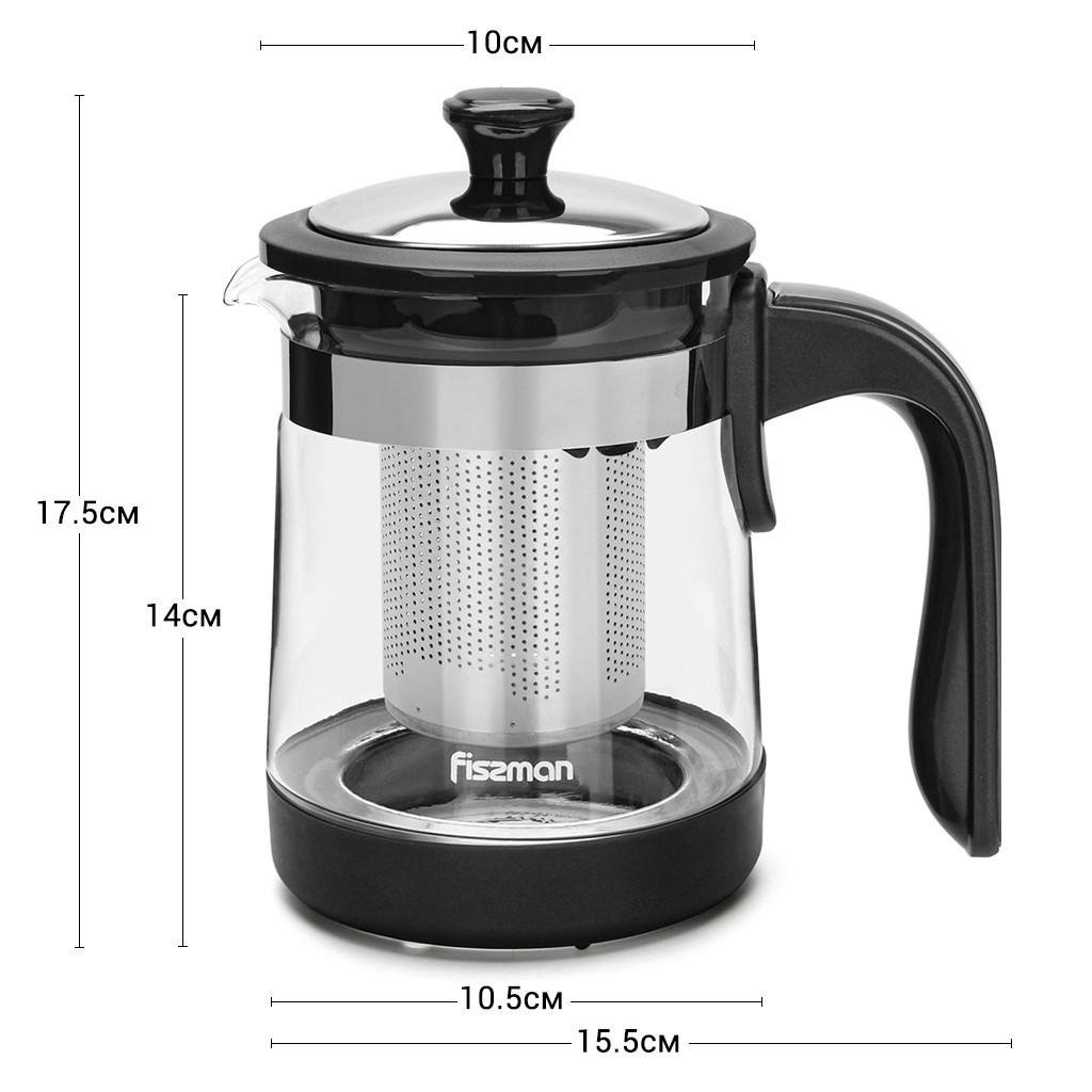 Заварочный чайник Fissman 15,5x10,5x17,5 см 750 мл из боросиликатного стекла (6460) - фото 5 Заварочный чайник Fissman 15,5x10,5x17,5 см 750 мл из боросиликатного стекла (6460) - фото 5