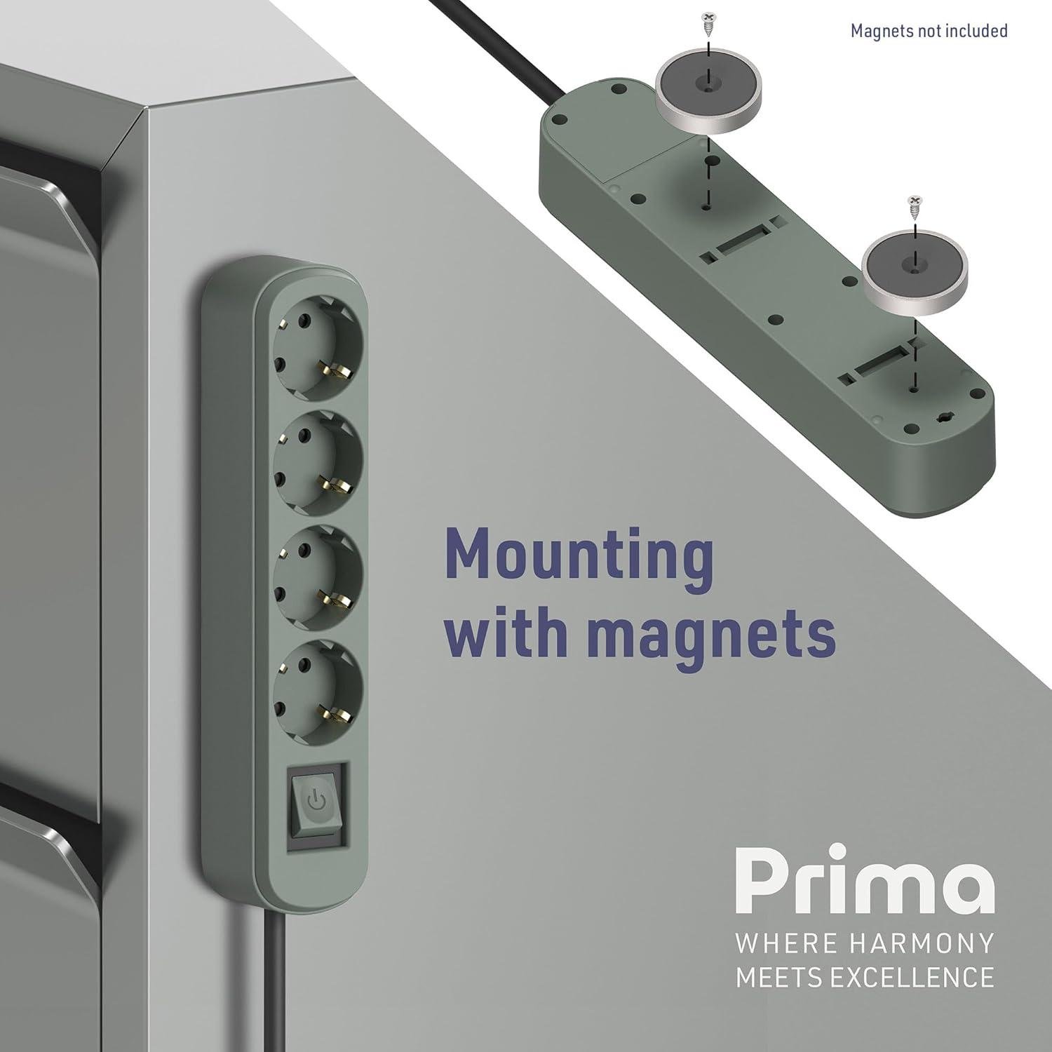 Подовжувач побутовий Electraline 4 розетки 1,5 м 16A з кнопкою Оливковий - фото 3