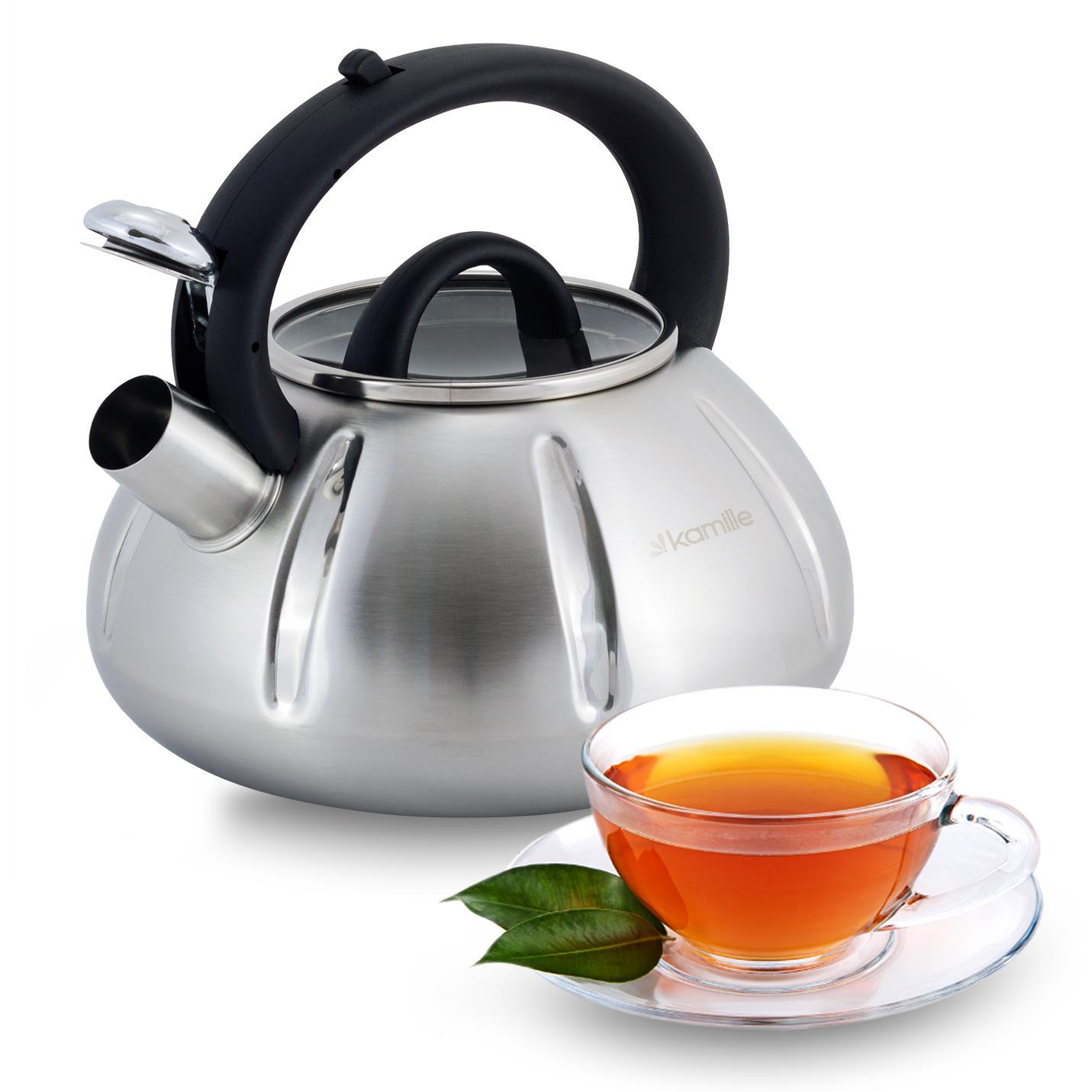 Чайник Kamille з нержавіючої сталі із свистком зі скляною кришкою 3 л Сріблястий (0671A) - фото 9 Чайник Kamille з нержавіючої сталі із свистком зі скляною кришкою 3 л Сріблястий (0671A) - фото 9