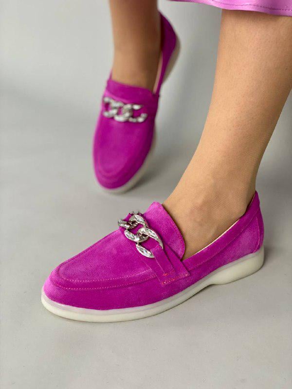 Лоферы женские замшевые р. 40 Фуксия (8518-1/40)