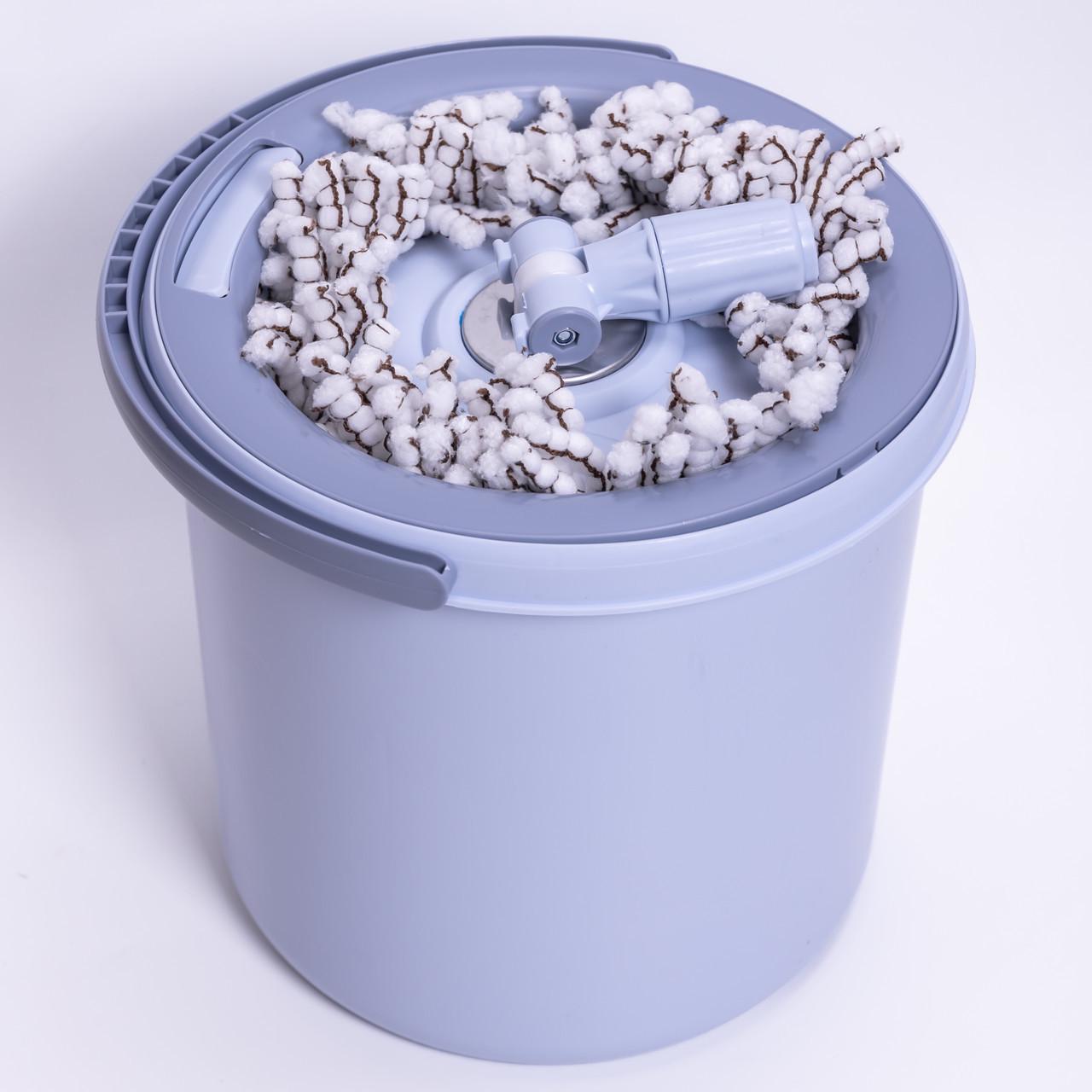 Набор для влажной уборки с круглой телескопической шваброй из микрофибры и ведром с отжимом для дома (A-035241) - фото 6 Набор для влажной уборки с круглой телескопической шваброй из микрофибры и ведром с отжимом для дома (A-035241) - фото 6