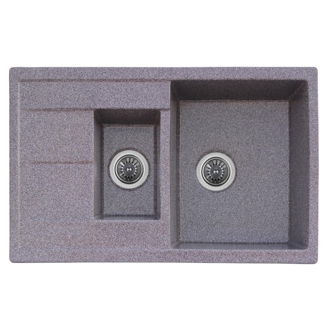 Мойка кухонная Platinum PLS-A24992 полуторы чаши прямоугольная гранитная 780x500 мм Серый (151275)
