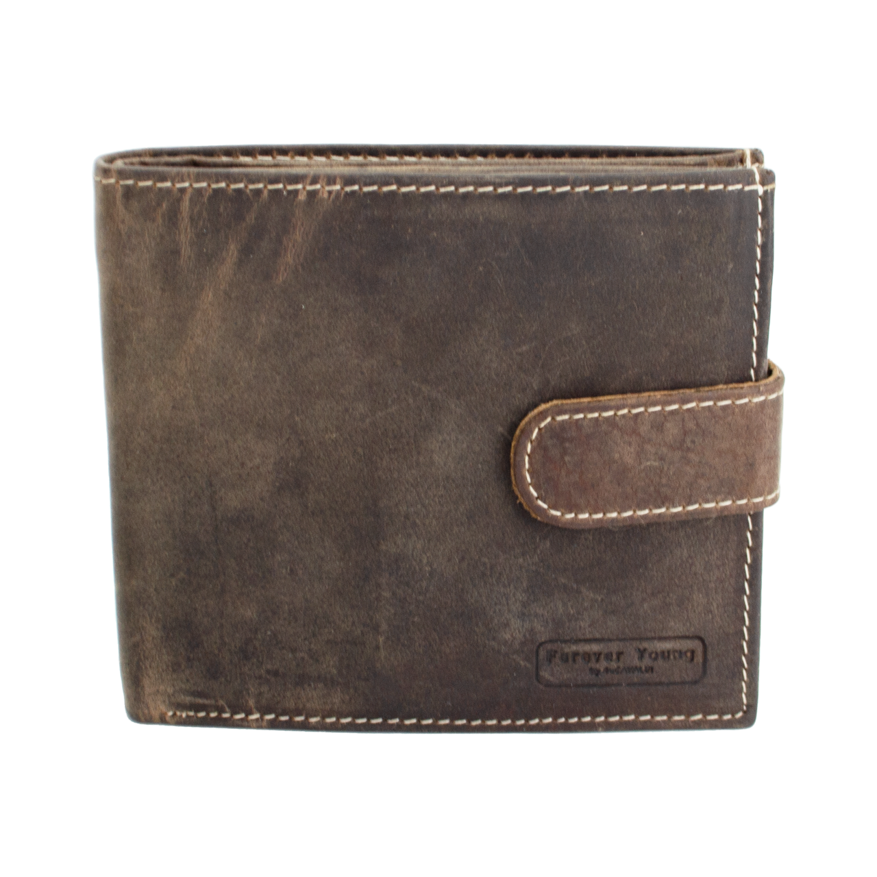 Мужское кожаное портмоне Forever Young N04L-HT на кнопке Коричневый