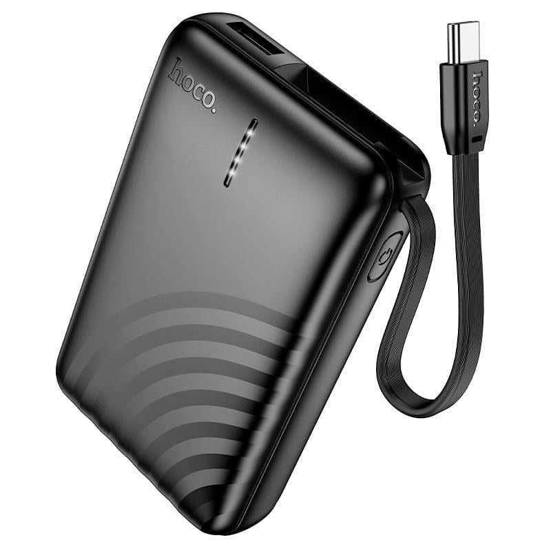 Зарядное устройство портативное с LED-индикатором Hoco J134A 10000mAh встроенный кабель USB Type-C Black (0986a9d9)
