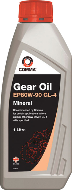 Трансмісійне мастило COMMA Gear Oil EP80W-90 GL4 мінеральна для автомобілів з API GL-4 та GL-3 1 л (GO41L) - фото 3