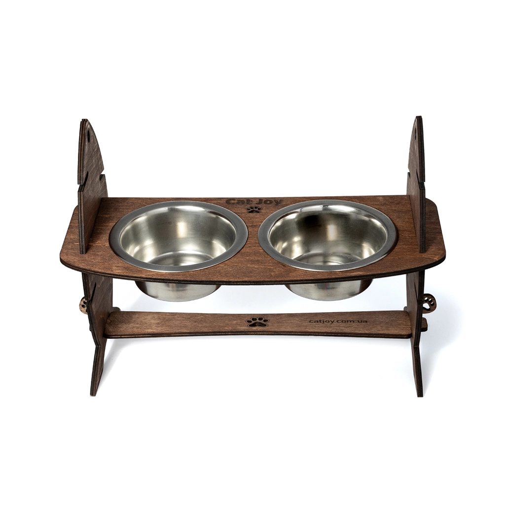 Кормушка для кошек Cat Joy Скелет Рыбы на 2 миски с регулировкой высоты 36,6х25,5х23,5 см Дуб (123600042)