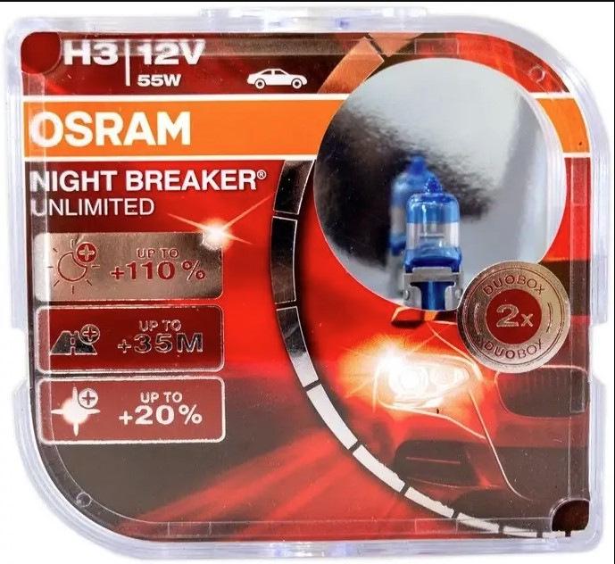 Лампа головного света Osram H3 55W 64151nbu Night Breaker Unlimited /110% Osram стекло
