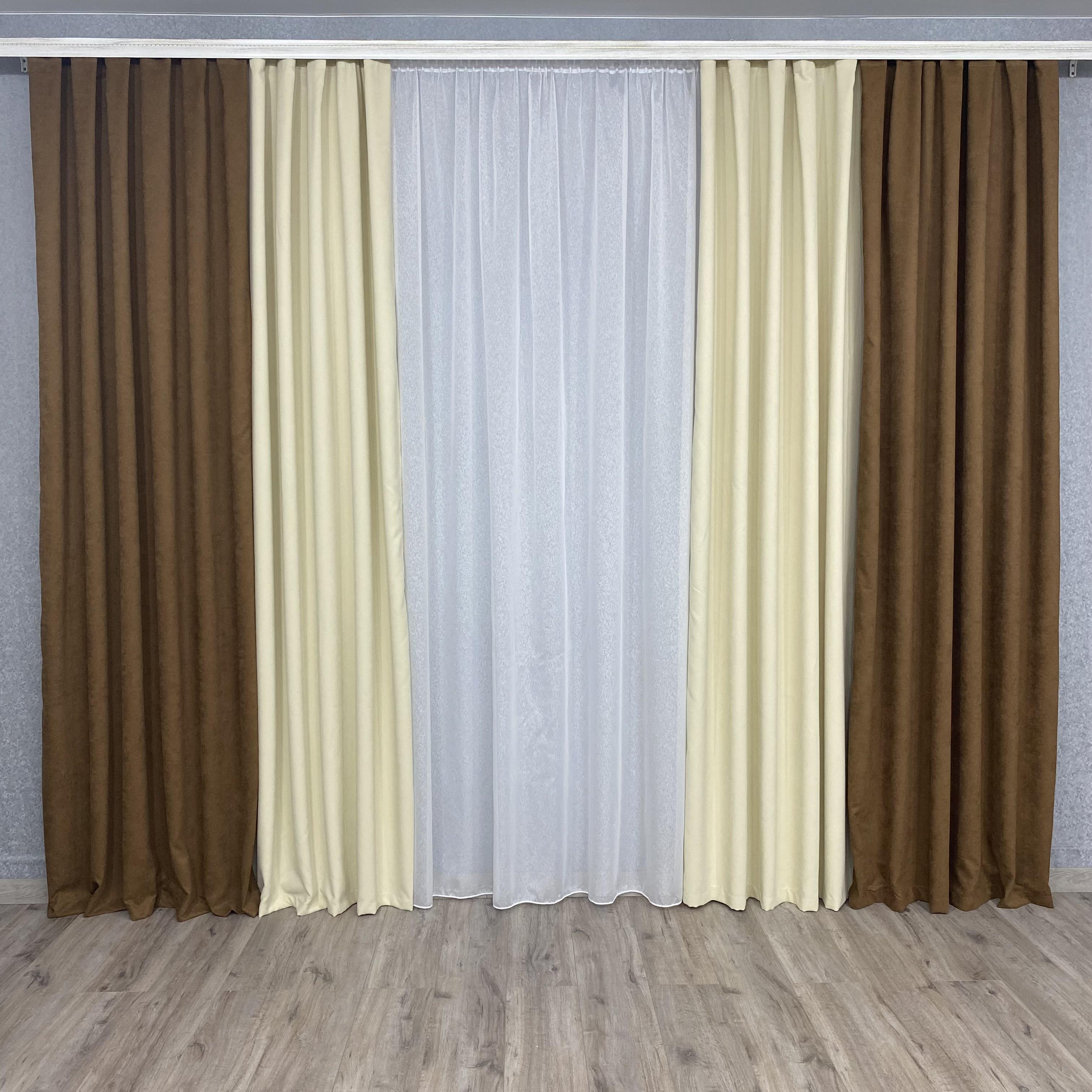 Шторы микровелюр TG Home Дуэт №450 1,50х2,70 м Коричневый/Кремовый (450-216/250) - фото 6 Шторы микровелюр TG Home Дуэт №450 1,50х2,70 м Коричневый/Кремовый (450-216/250) - фото 6