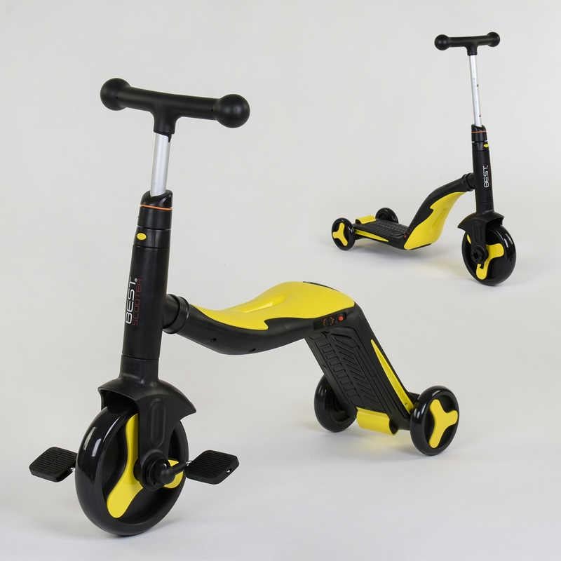 Самокат дитячий Best Scooter 3в1 з PU колесами світло/музика Yellow (80453) - фото 2