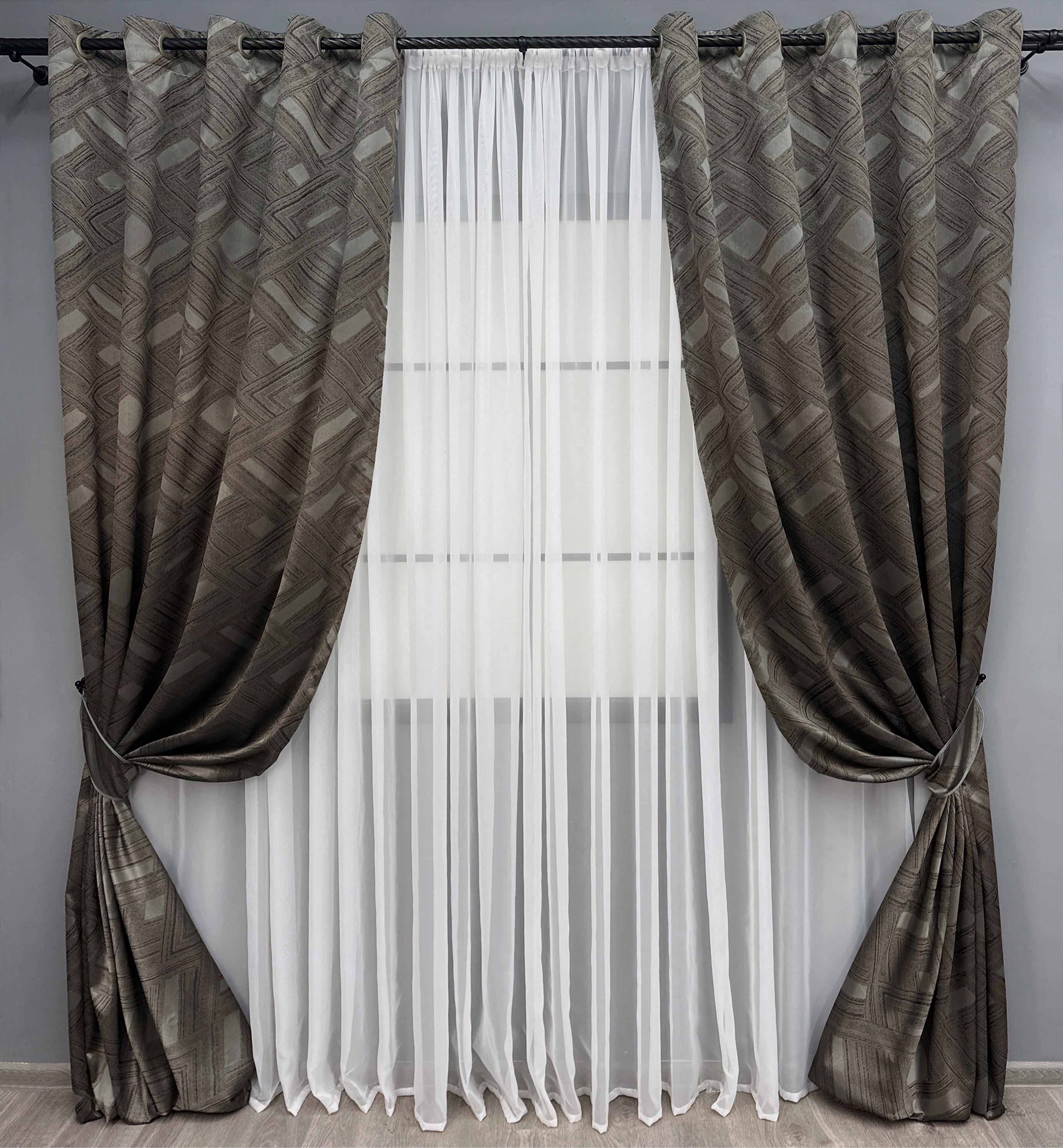 Комплект штор на люверсах VR-Textil Жаккард Mystery №1626ш 150х280 см 2 шт. Капучино (37-0179)