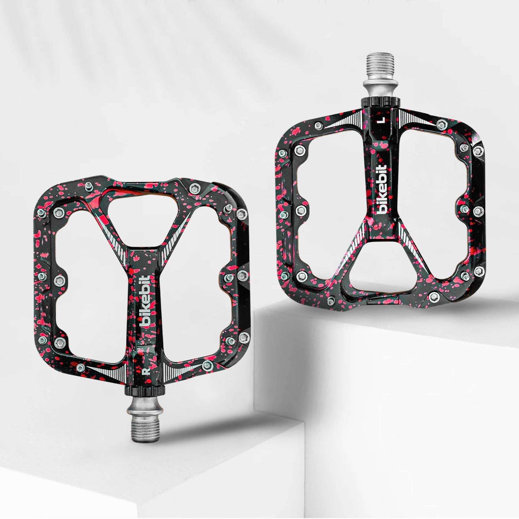 Педалі велосипедні BIKEBIT JT88 3 пром-підшипника/Cartridge Axle/алюмінієві Чорно-червоний (BB-JT88-5420) - фото 5