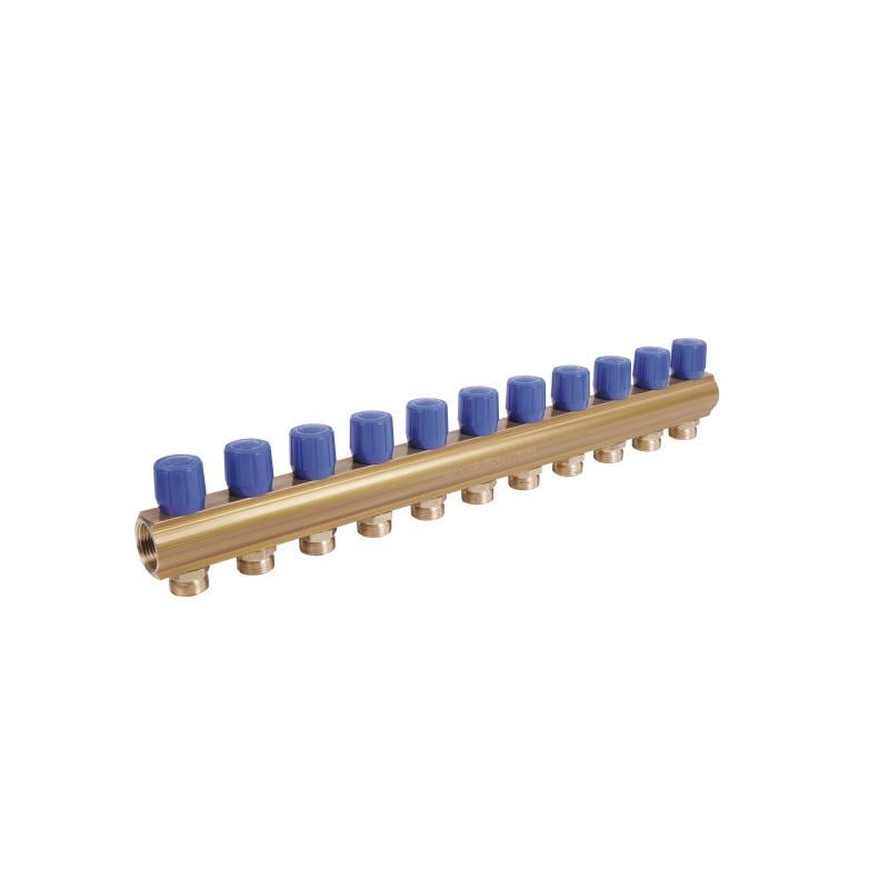 Коллектор ICMA №1105 с регулировочными вентилями 1" 11 выходов Blue (VD00049614)