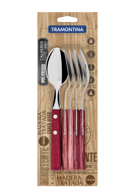 Набор столовых ложек Tramontina Polywood нержавеющая сталь 6 шт. Красное дерево (1569432269)