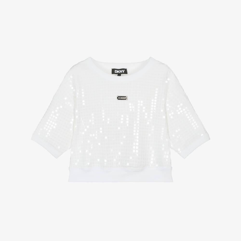 Футболка-топ DKNY 62308 блискітки 153 см р. 14 Білий (2697724437)