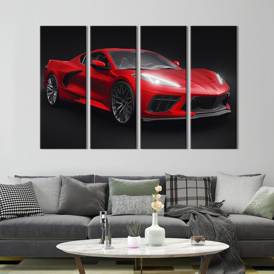 Картина на холсте Роскошный красный Chevrolet Corvette 89x53 см (1408-41)