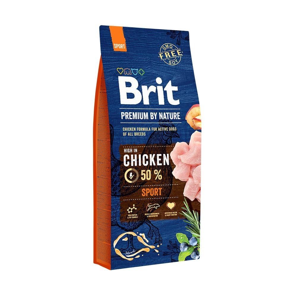 Корм сухой Brit Premium Dog Sport для взрослых собак всех пород с высокими затратами энергии с курицей 15 кг (8595602526673)