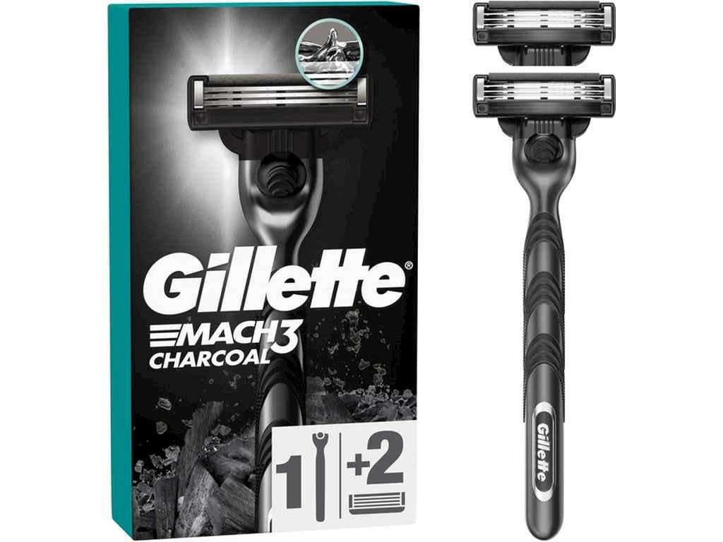 Станок для голiння GILLETTE Mach3 Charcoal з 2 змінними картриджами (1107262)