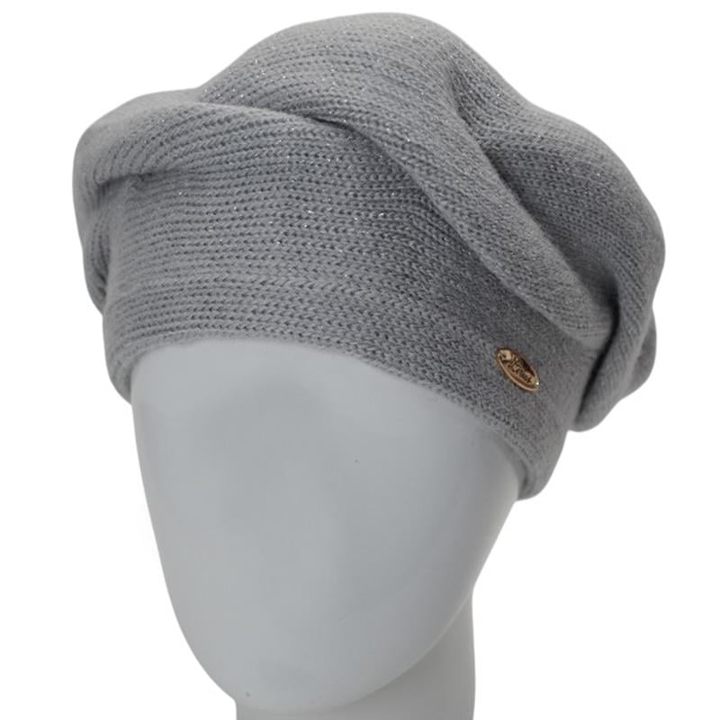 Берет женский двойной Lirus МЛАДА с люрексовой нитью универсальный Серо-голубой (286853)