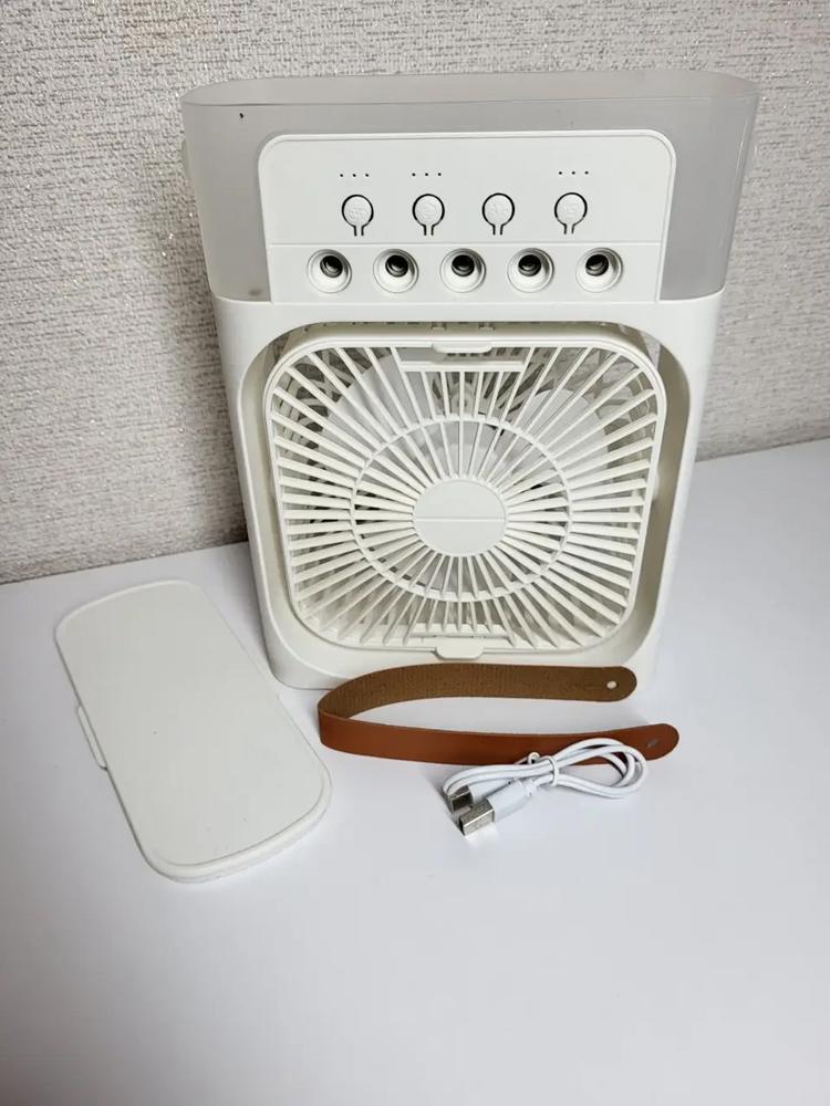 Вентилятор міні портативний з зволожувачем повітря USB-Type C 3 режими LED підсвічування 10 Вт Білий (27435977) - фото 8