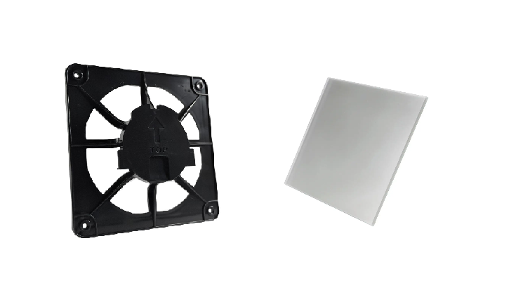 Вентиляційна решітка AirRoxy dRim grill та скляна панель Сатиновий срібний (02-380177)