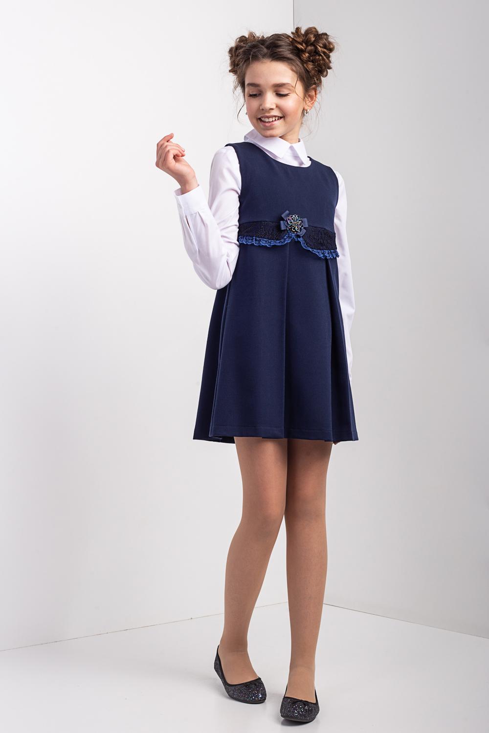 Школьный сарафан Diва 51001 для девочки 128 см Темно-синий