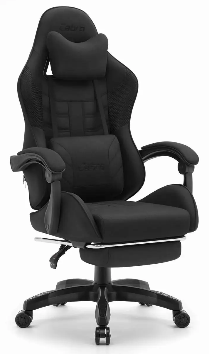 Кресло геймерское с подставкой для ног Cabro C501 Black ткань до 150 кг (AN-С501B)