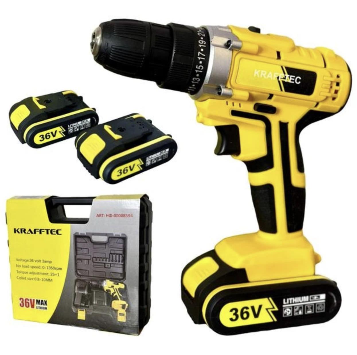 Шурупокрут акумуляторний Krafftec DRS-36 V/4Ah 36 В 4 А·год Чорний - фото 2