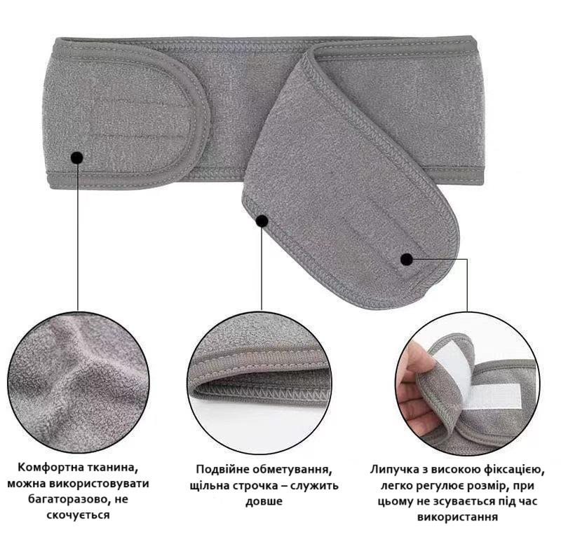 Пов'язка махрова для фіксації волосся під час косметичних процедур на липучці Білий (R9462) - фото 3