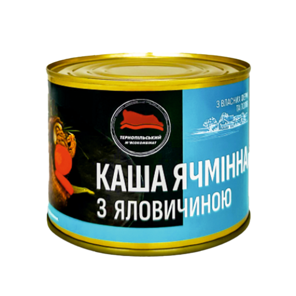 М'ясна консерва Тернопільський м'ясокомбінат "Каша ячмінна з яловичиною" 525 г (23915046)