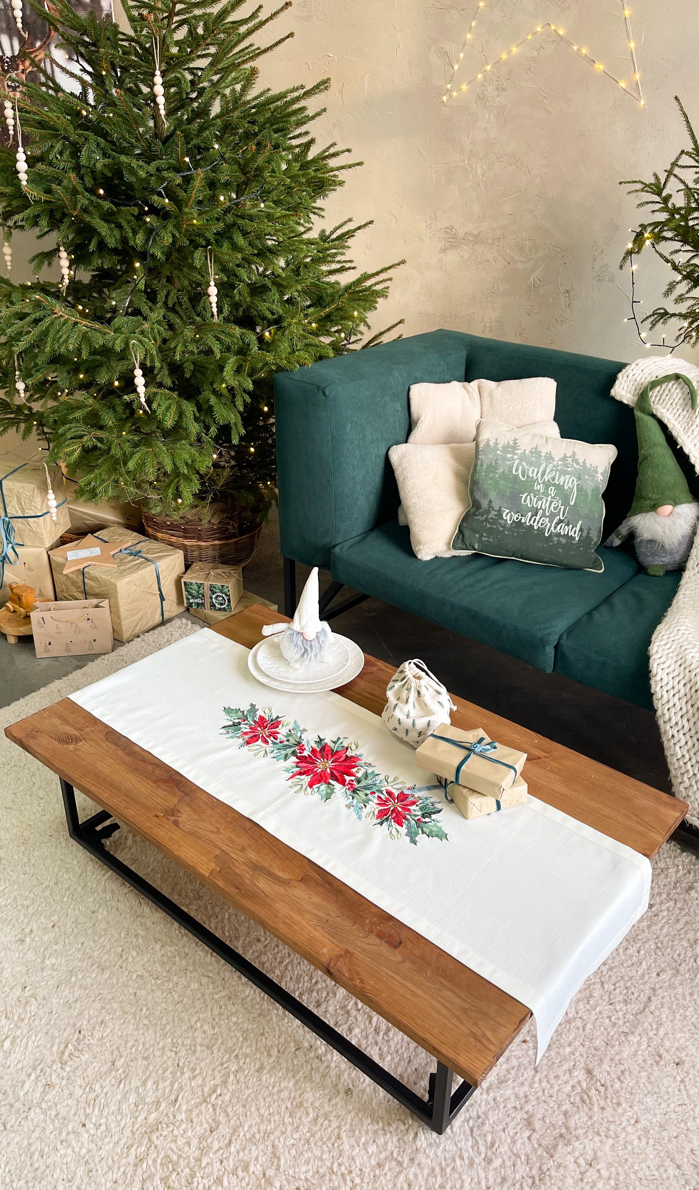 Доріжка на стіл новорічна Едельвіка Омела 1,40x0,40 м (356-21/00) - фото 1 Доріжка на стіл новорічна Едельвіка Омела 1,40x0,40 м (356-21/00) - фото 1