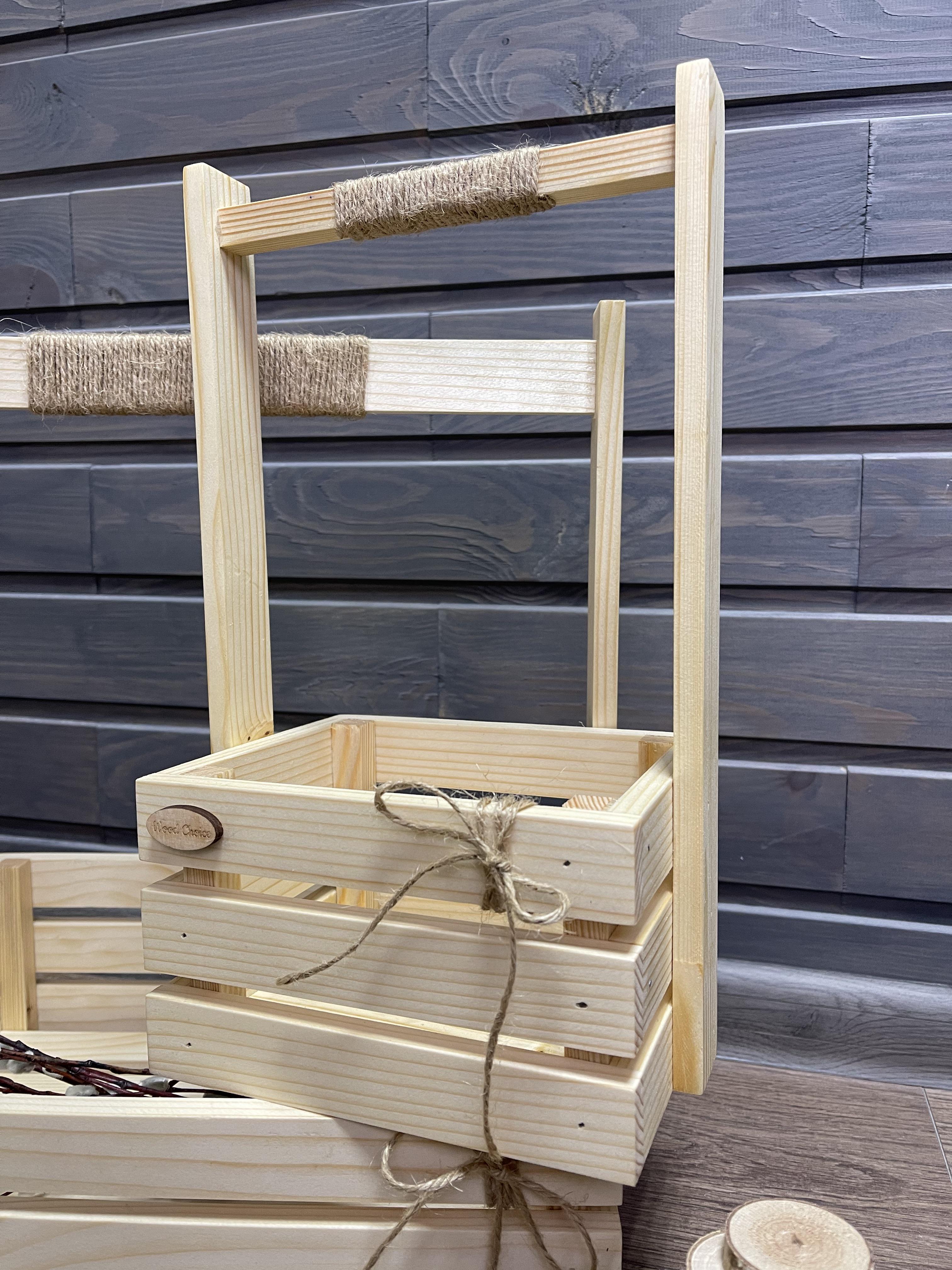 Комплект деревянный ящик/пасхальная корзина для хранения 34х26х40/18х14х34 см (id_248) - фото 2 Комплект деревянный ящик/пасхальная корзина для хранения 34х26х40/18х14х34 см (id_248) - фото 2