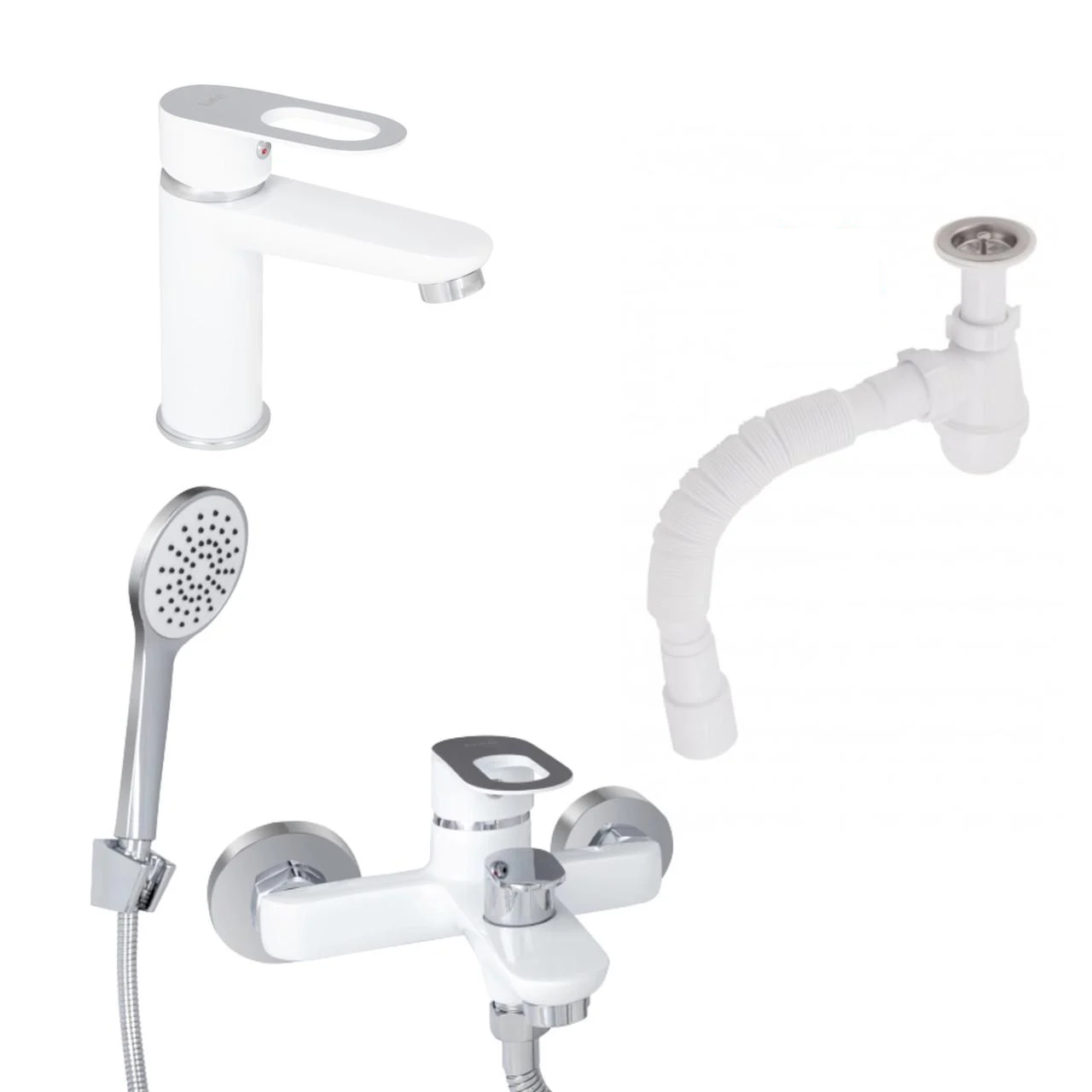 Комплект для ванной Latwa смеситель для раковины LDLAT001WHI45423/смеситель для ванной LDLAT006WHI45424 (2732970678)