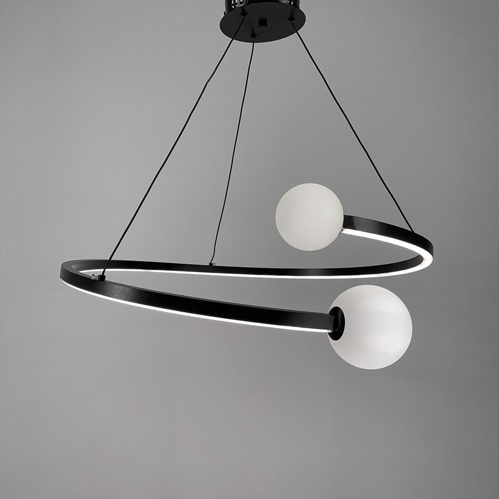 Люстра Ring LED з 2 білими плафонами 60 см Чорний (2473_6662)